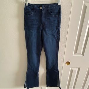 Flared and slit jeans